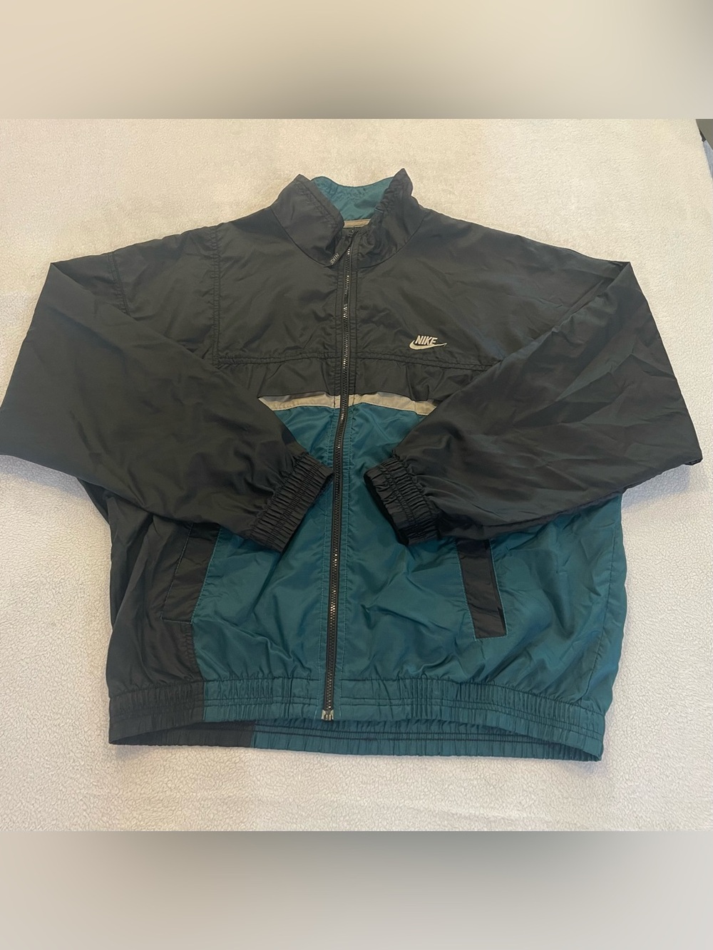Vintage Nike Windbreaker Jacket Black Teal Colorblock Y2K Men’s M Hiking Gear - Picture 3 of 10